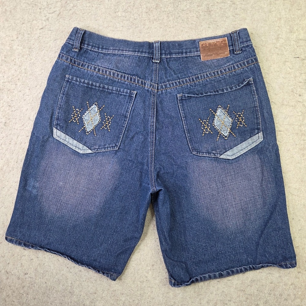 VTG Y2K Phat Farm Classics Embroidered Flap Pocket Jean Shorts Jorts W38 Baggy